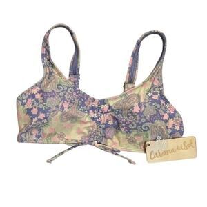 CABANA del SOL Pastel Paisley Pattern Bikini Top Adjustable Straps Size Medium
